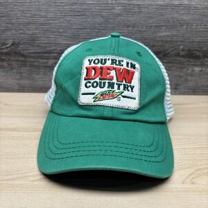Mountain Dew You're In Dew Country Hat Cap Strap Back Green Mesh Trucker Mens
